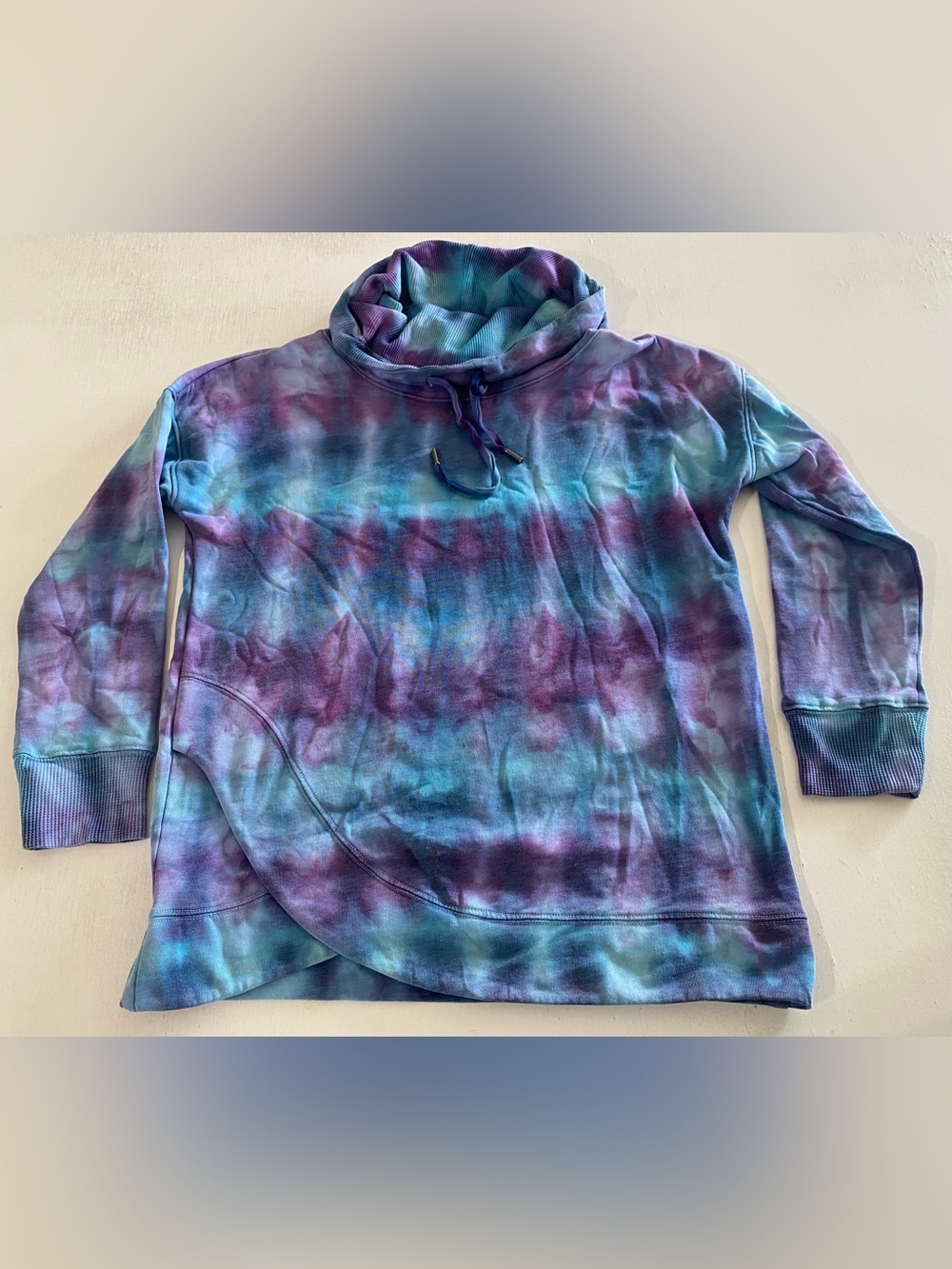 Mono B Tie-Dye Funnel Neck Hoodie in Purple & Teal